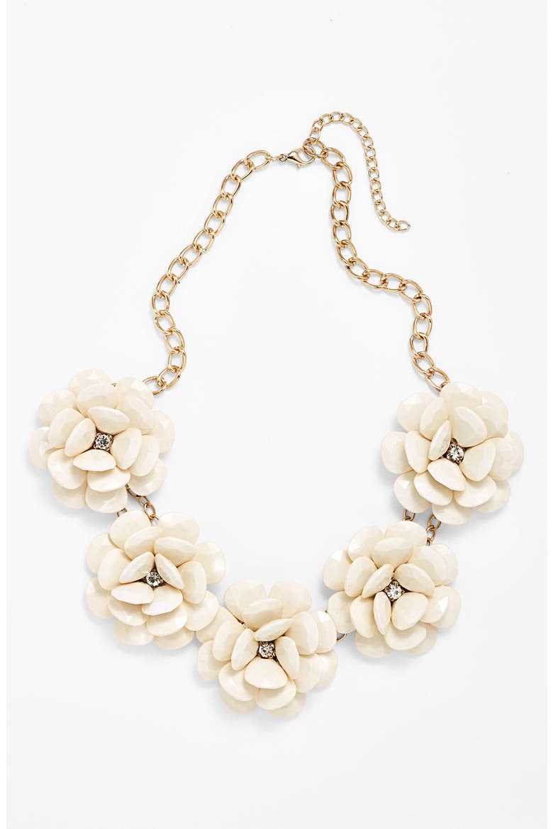 Flower Statement Necklace, Main, color, IVORY