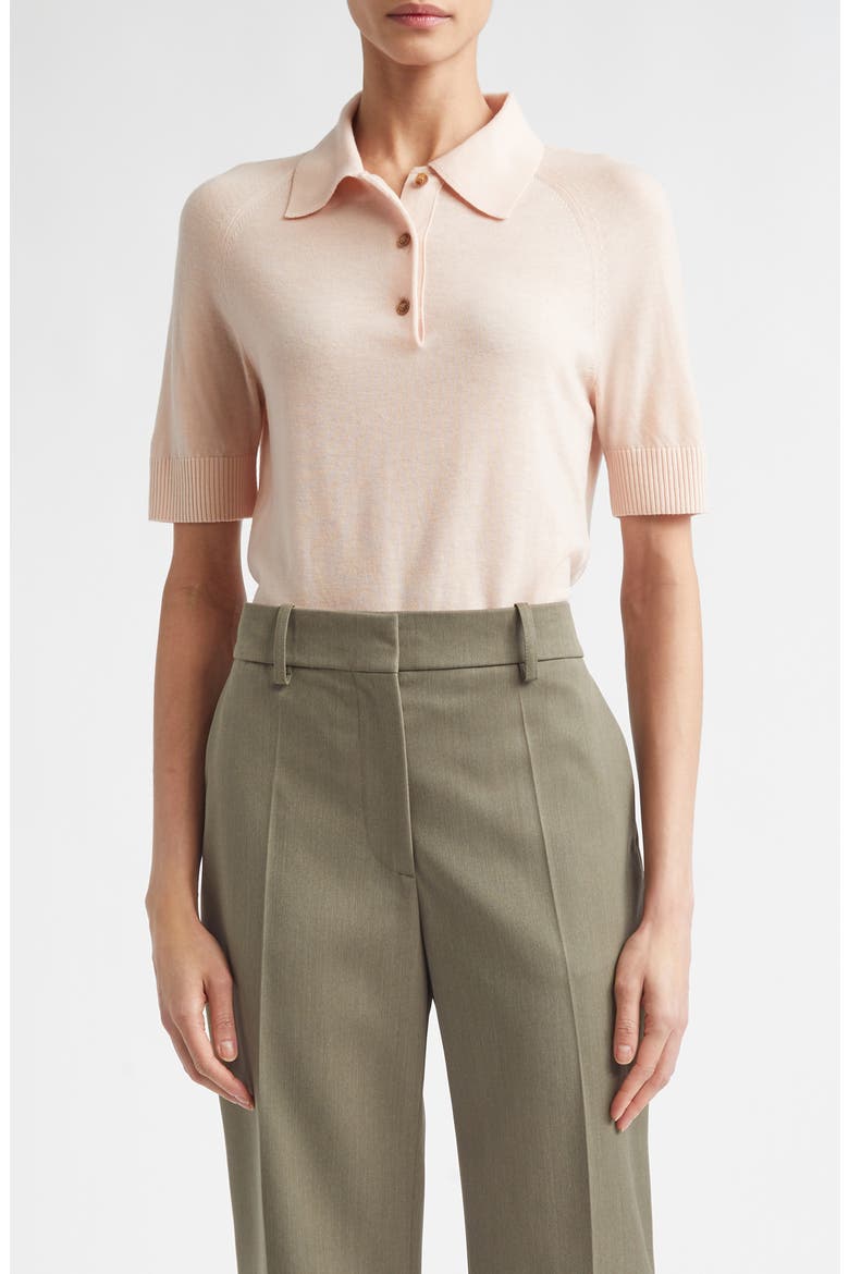 Extrafine Merino Wool Polo, Main, color, PALE ROSE