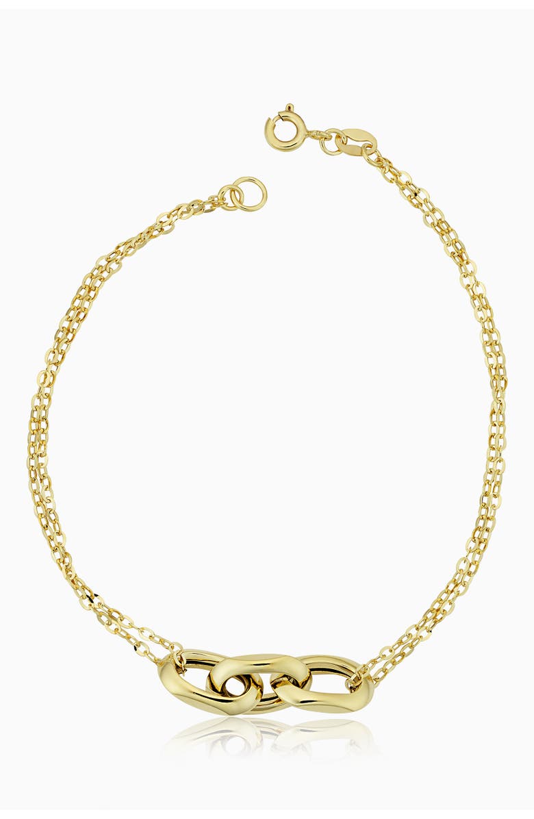 Oradina 10K Yellow Gold Fantasy Triple Link Bracelet, Main, color, Yellow Gold
