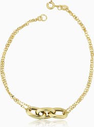 Oradina 10K Yellow Gold Fantasy Triple Link Bracelet