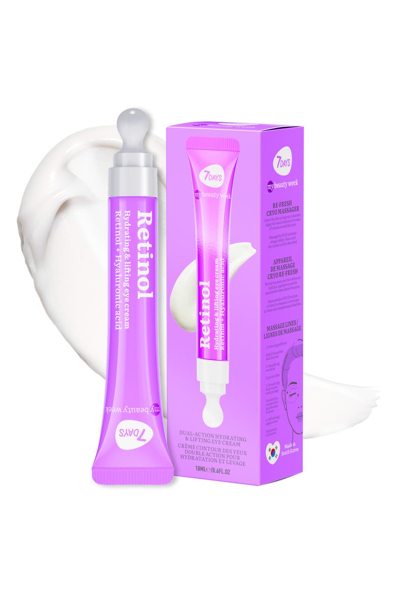Eye Cream with Retinol for Moisturizing & Smoothing Skin with Cooling Ceramic Applicator, Main, color, White