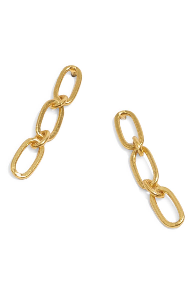 Paperclip Chain Earrings, Main, color, VINTAGE GOLD