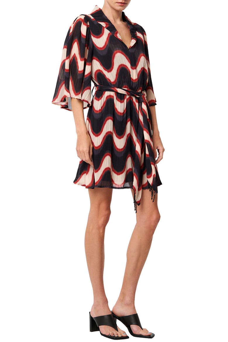 Juni Wave Print Dress, Alternate, color, BLACK/CREAM