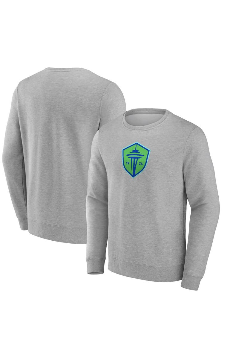 FANATICS Men's Fanatics Branded  Heather Gray Seattle Sounders FC  Primary Logo Fleece Sweatshirt, Main, color, Heather Gray