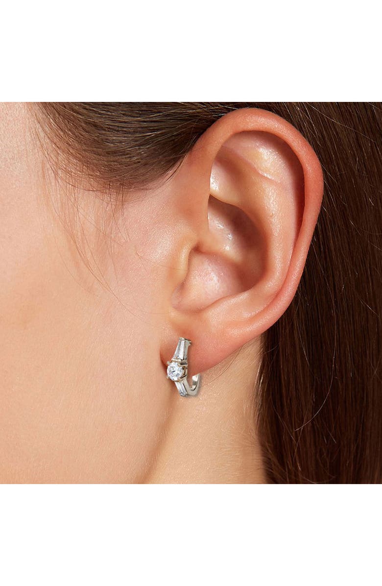 SAVVY CIE JEWELS Sterling Silver CZ Huggie Hoop Earrings, Alternate, color, 