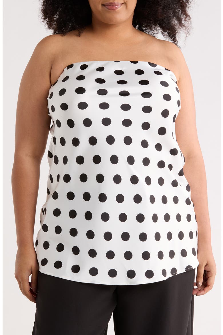 Polka Dot Strapless Tunic Top, Main, color, WHITE