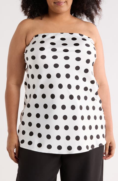 Polka Dot Strapless Tunic Top (Plus)
