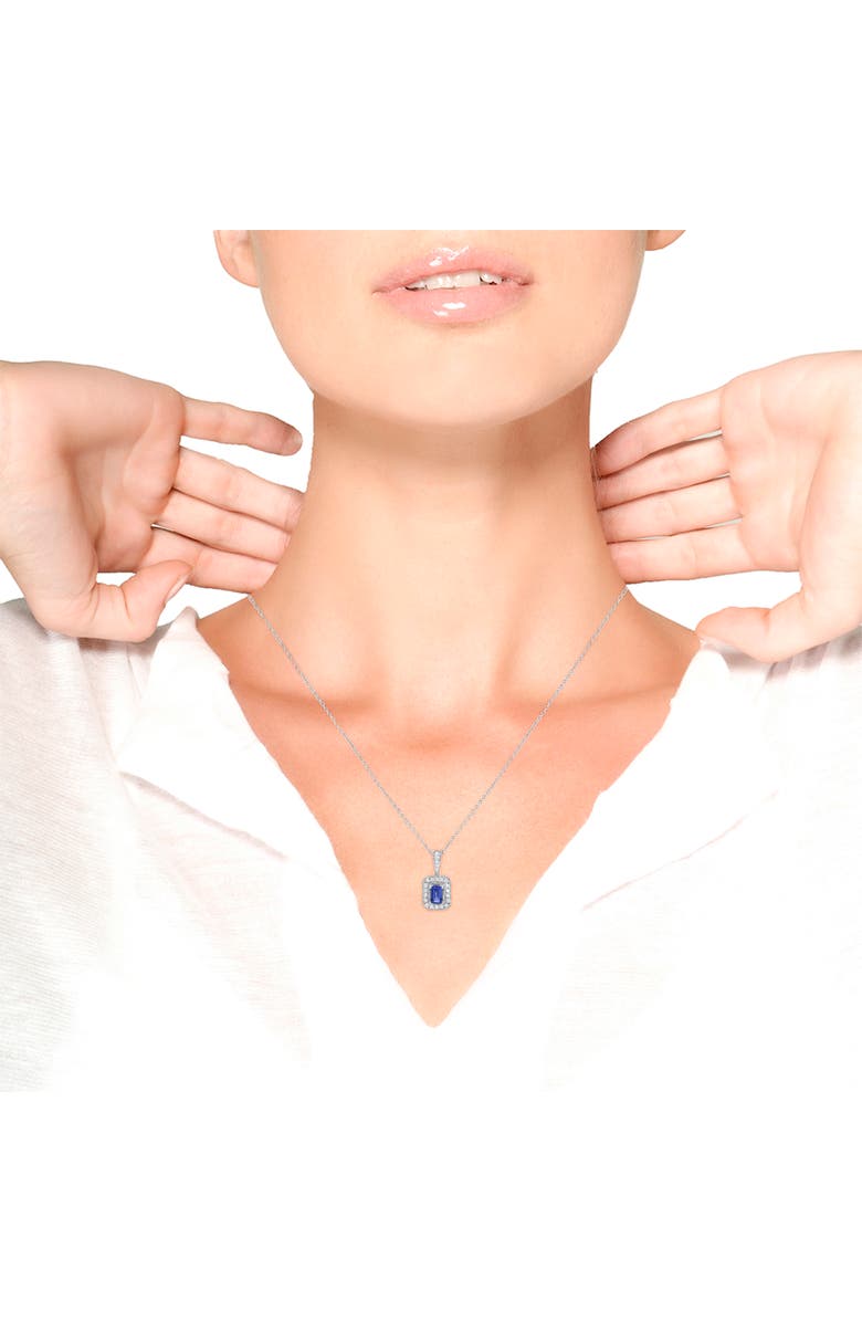 Haus of Brilliance 18K White Gold 1/4 Cttw Diamond and 6x4mm Purple Tanzanite Halo Pendant Necklace, Alternate, color, White