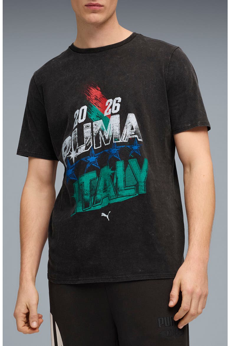Fanpack '90s Bespoke Italy Cotton Graphic T-Shirt, Main, color, PUMA BLACK/ SPORT GREEN