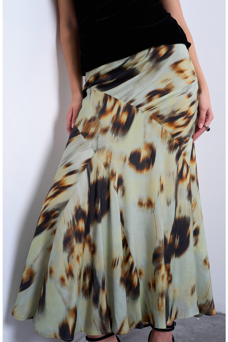 Ikat Print Bias Cut Maxi Skirt, Alternate, color, MEDIUM GREEN