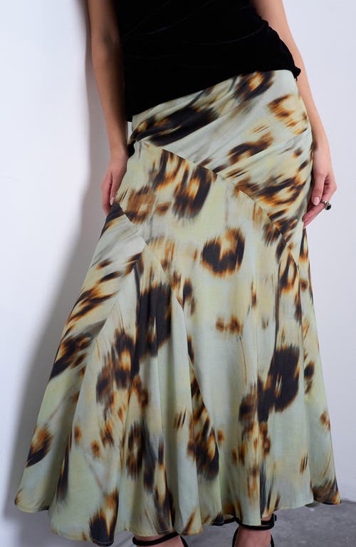Topshop Ikat Print Bias Cut Maxi Skirt In Neutral