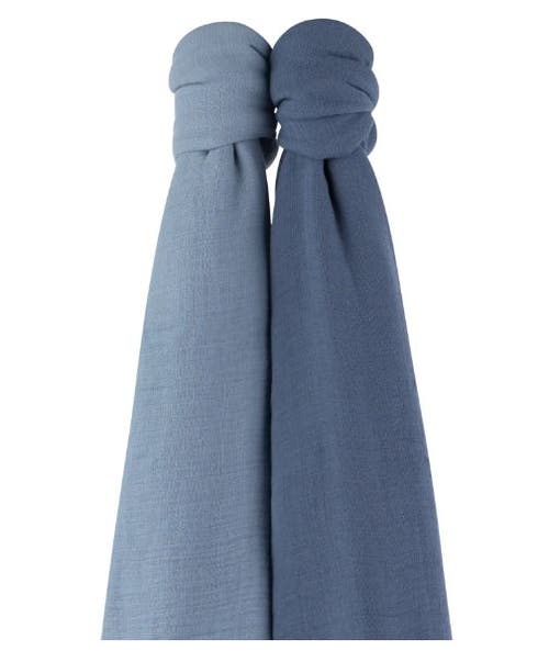 Swaddle Blanket Cotton Muslin  2 Pack In Saphhire Blue/indigo Blue