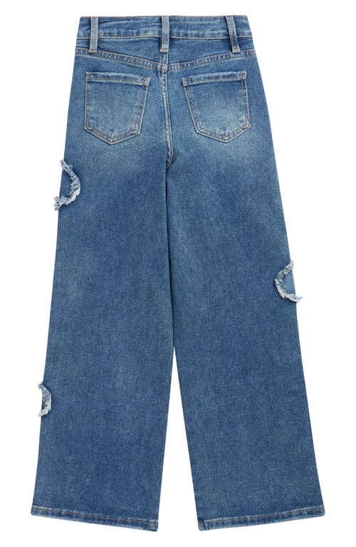 Ymi Kids' Heart Patch Wide Leg Pants In Blue