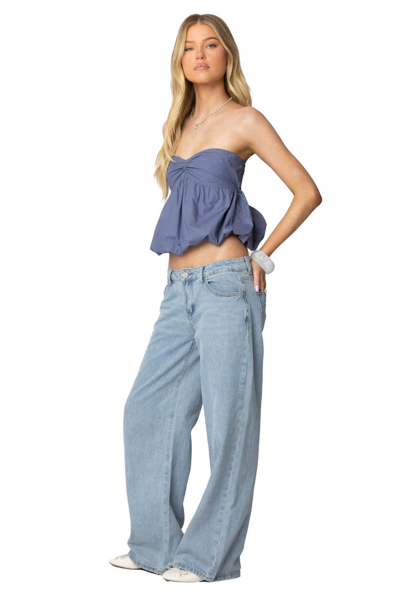 Serina Strapless Bubble Hem Top, Alternate, color, BLUE