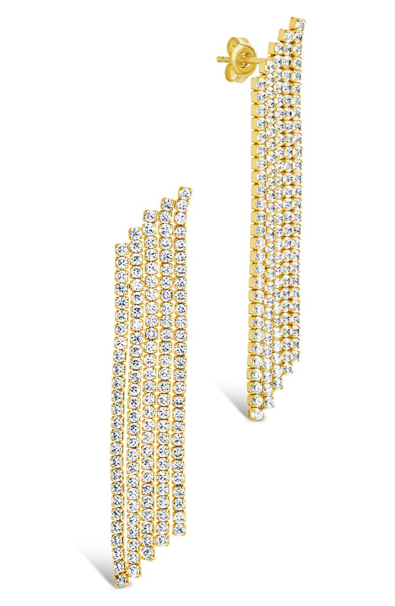Sterling Forever Clara Cubic Zirconia Chandelier Earrings, Alternate, color, Gold