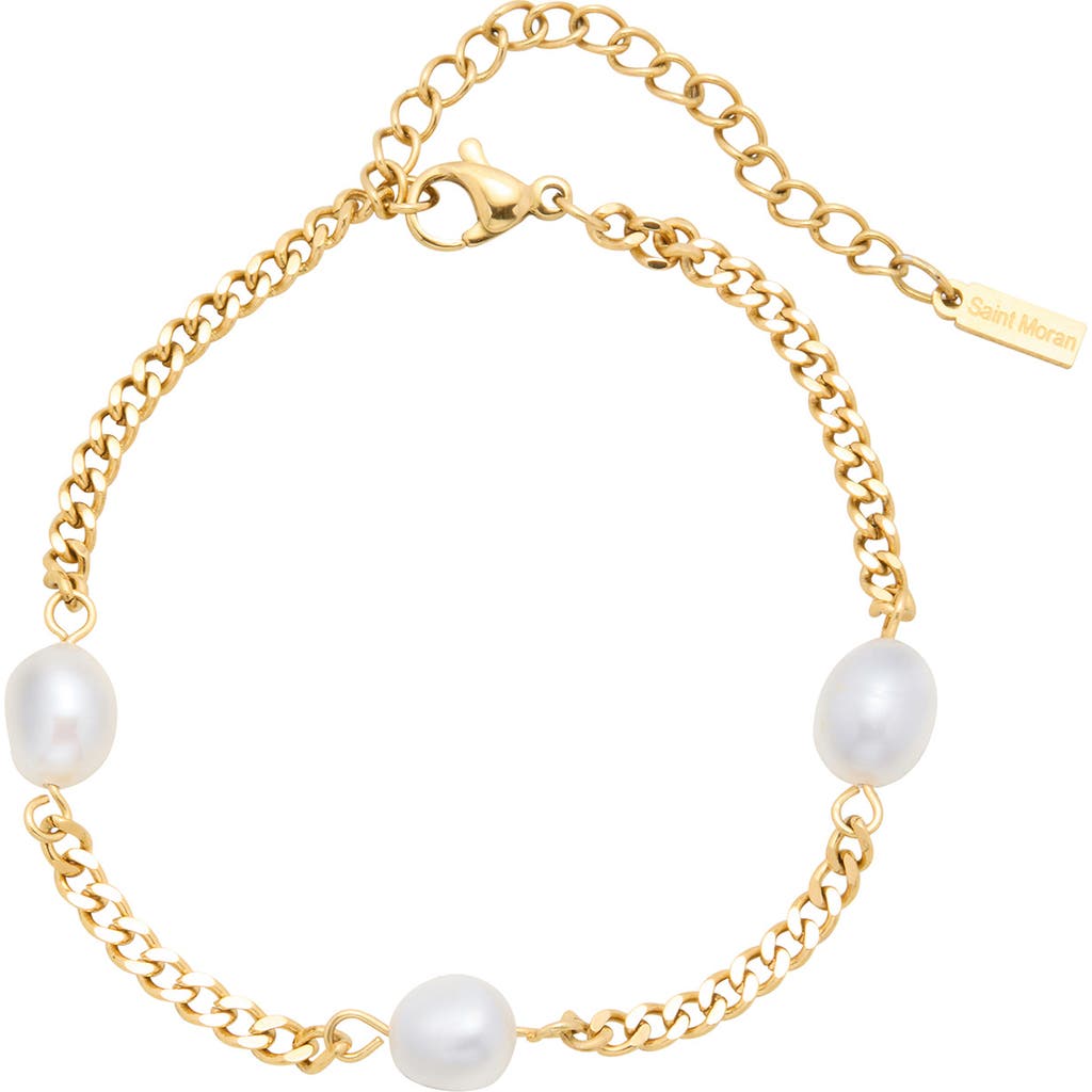 St. Moran Freshwater Pearl Station Bracelet In Gold