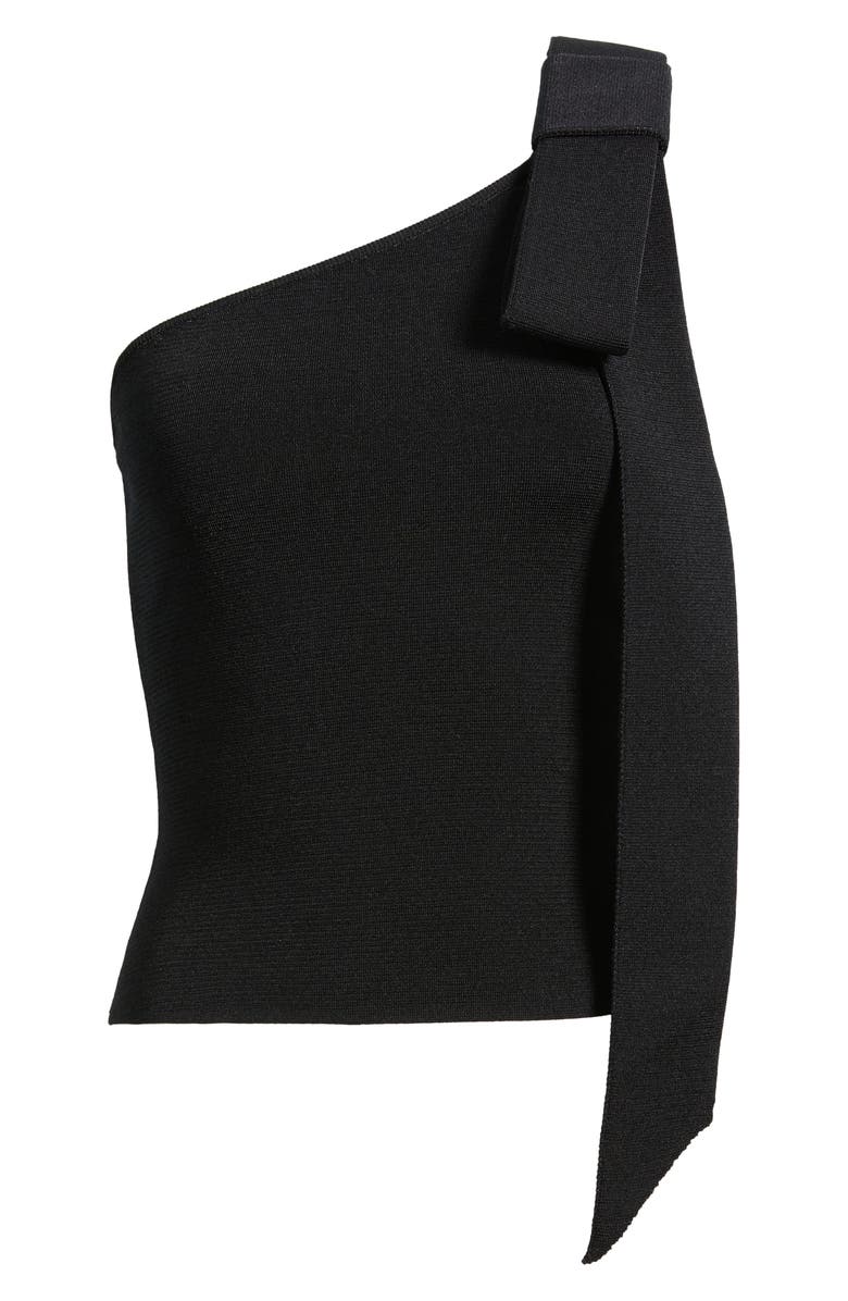Cult Gaia Nomi Bow Detail One-Shoulder Sweater, Alternate, color, Black