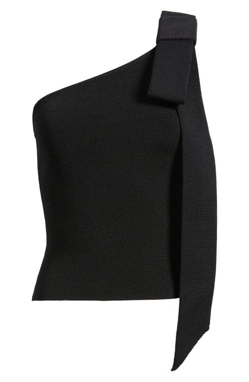 Cult Gaia Nomi Bow Detail One-shoulder Sweater In Black