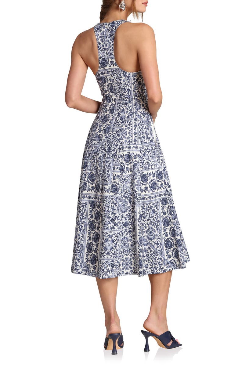 Avec Les Filles Tile Print Sleeveless Dress, Alternate, color, Navy Lisbon Tile