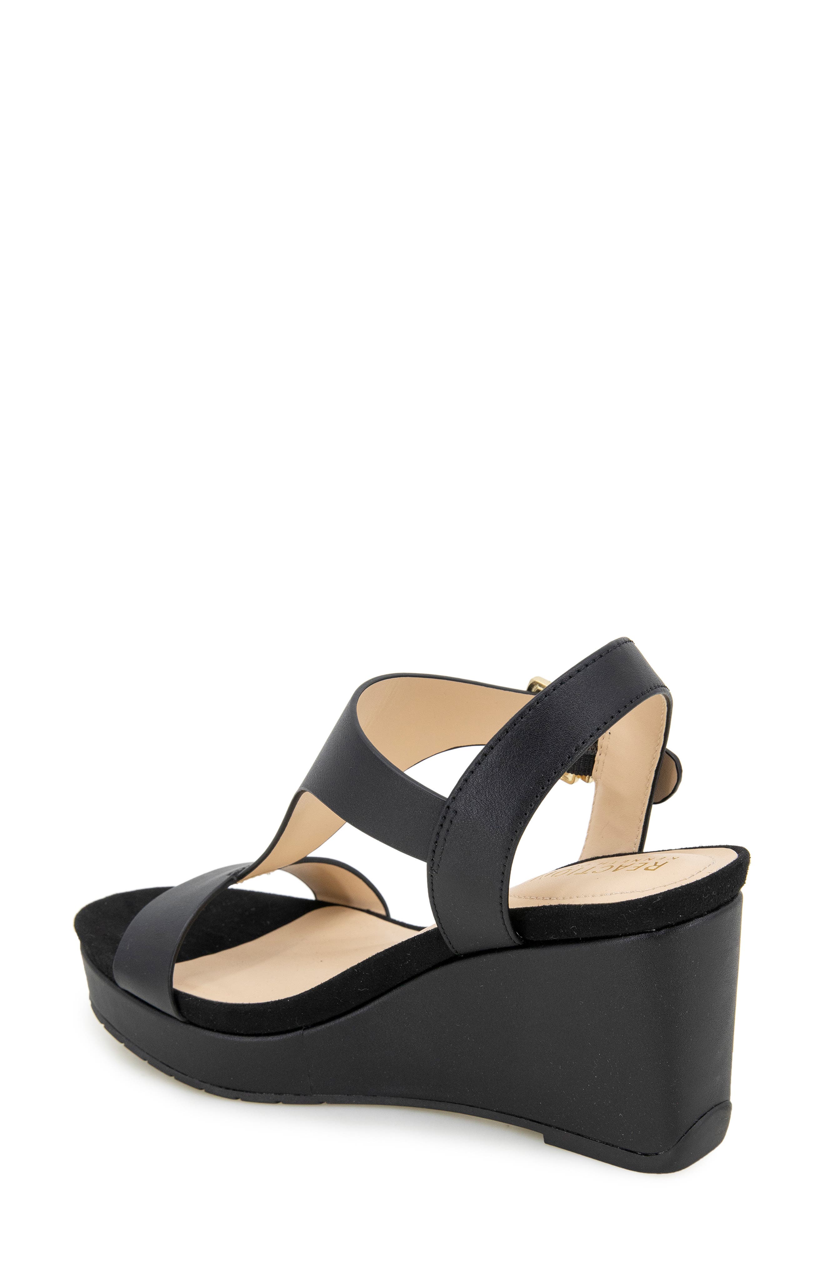 Reaction Kenneth Cole Card Platform Wedge Sandal, Alternate, color, Black/Black