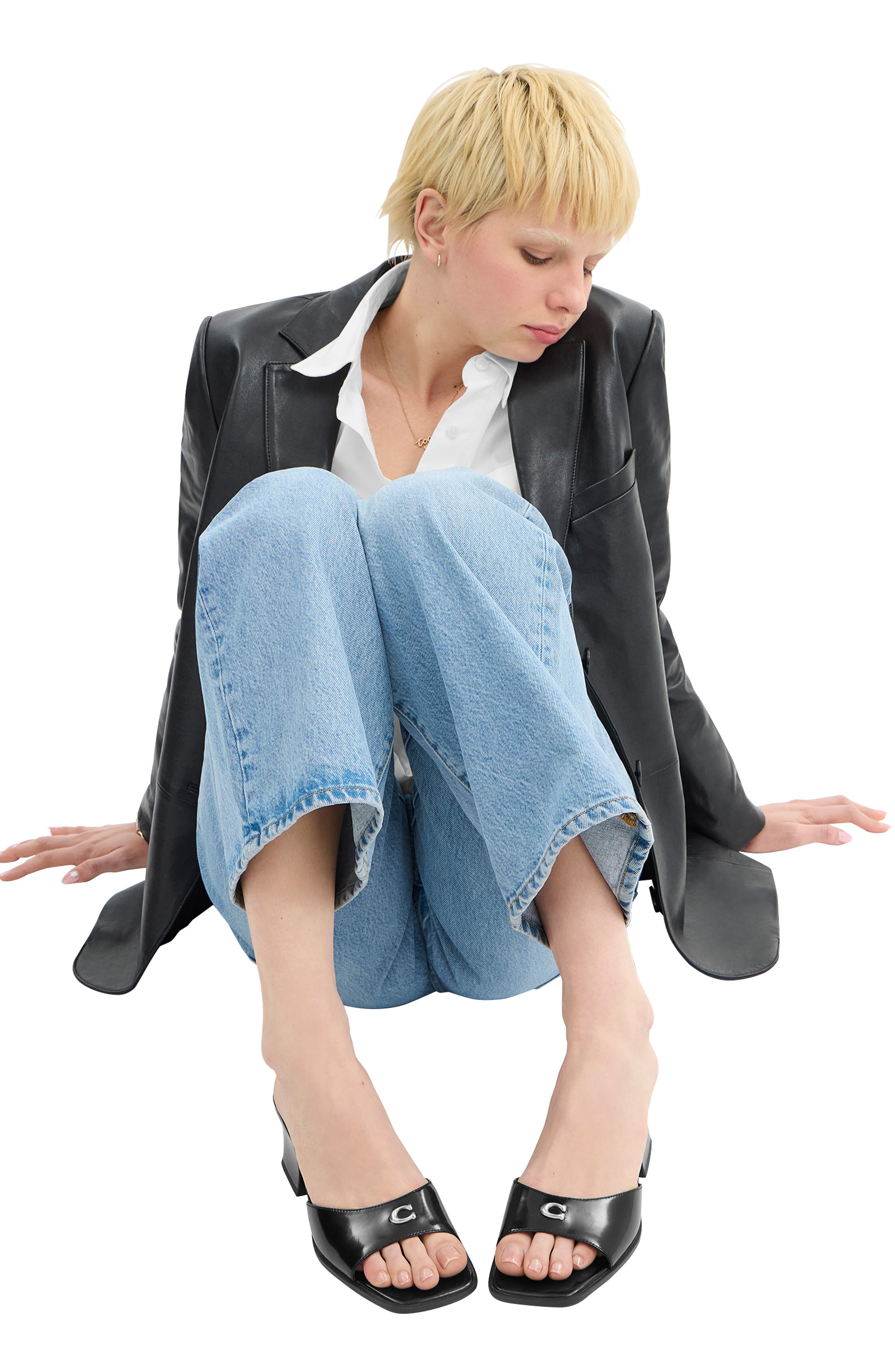 COACH Sculpted C Block Heel Sandal, Alternate, color, 