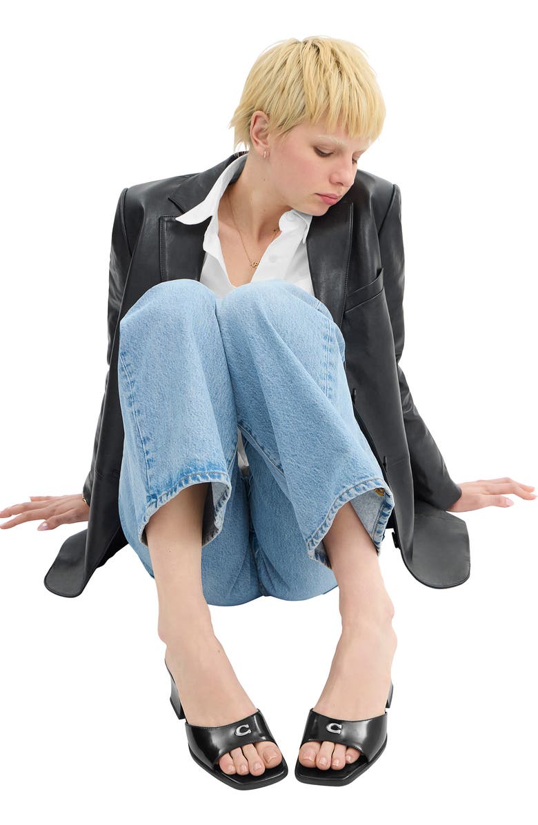 COACH Sculpted C Block Heel Sandal, Alternate, color,