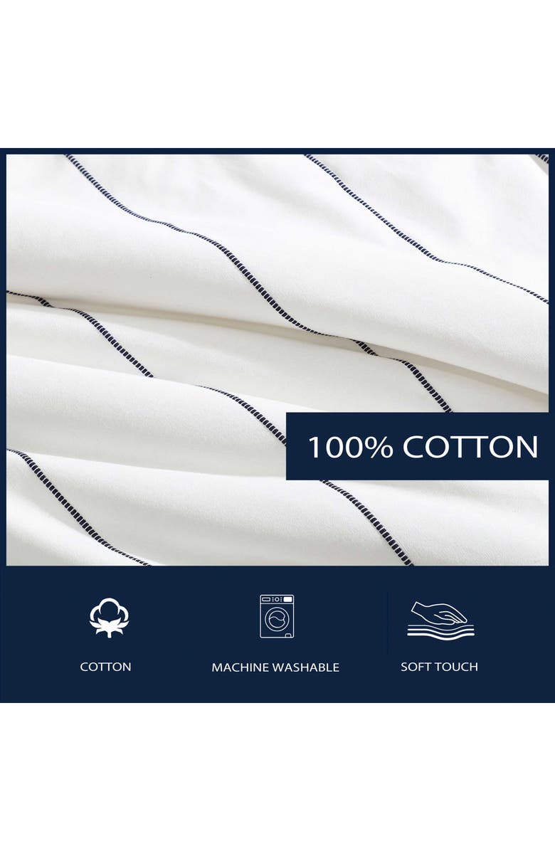 Nautica Naval Stripe Cotton Duvet Cover Set, Alternate, color, White