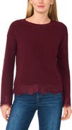 Halogen® Lace Trim Sweater