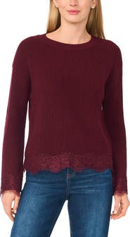 Halogen® Lace Trim Sweater