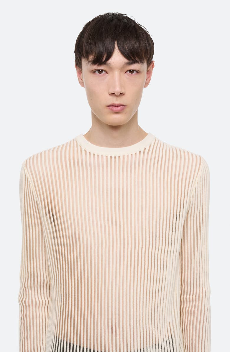 Helmut Lang Sheer Stripe Crewneck T-Shirt, Alternate, color, Ivory