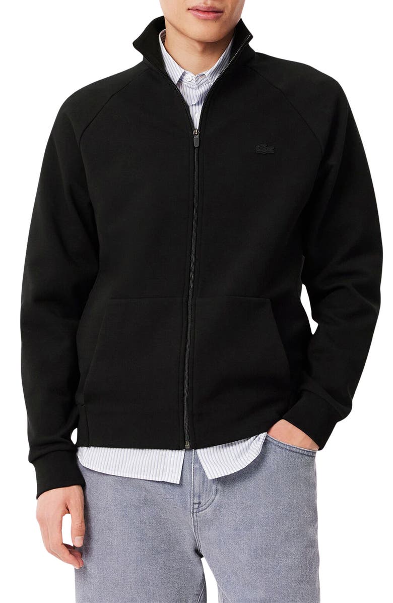 Lacoste Classic Fit Fleece Zip Sweatshirt, Main, color, Black