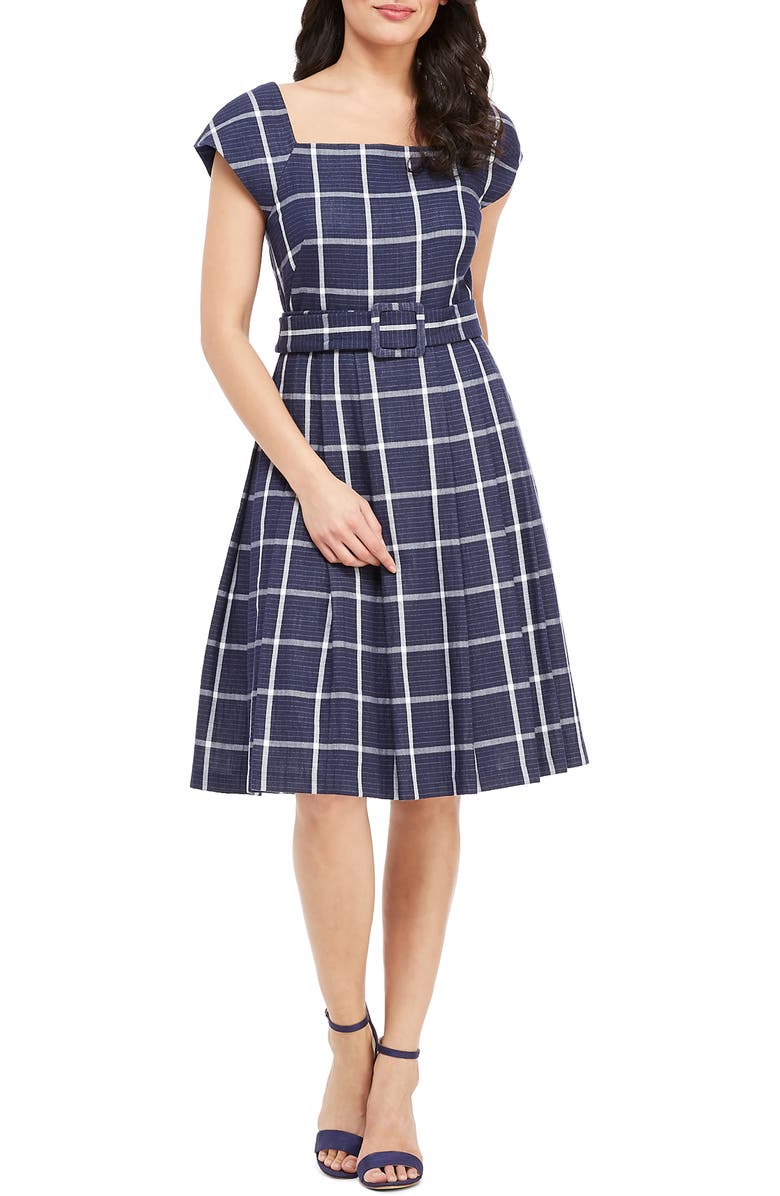 Gal Meets Glam Collection Karen Square Neck A-Line Dress, Main, color, 