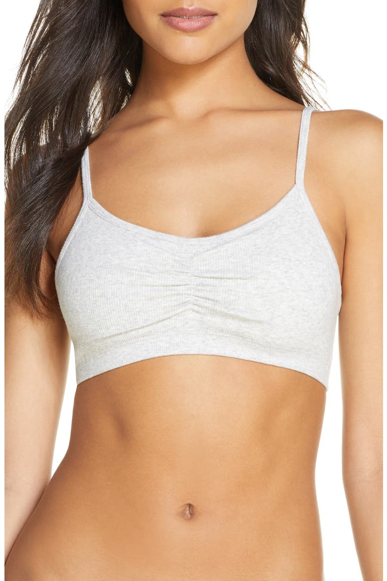 Kaitlin Seamless Rib Pull-On Bralette, Main, color, HEATHER GRAY