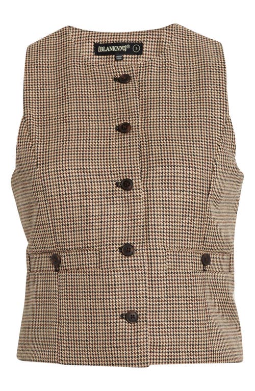 Blanknyc Plaid Crop Vest In Brown