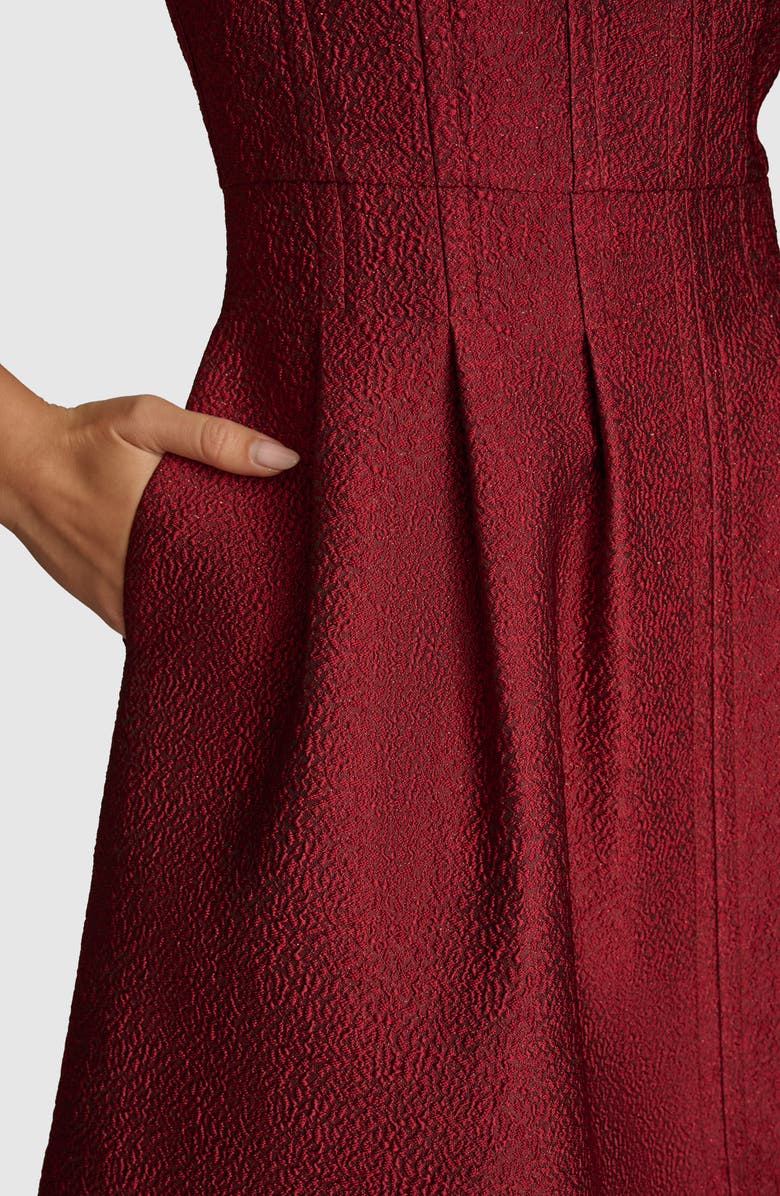 Donna Karan New York Jacquard Midi Fit & Flare Dress, Alternate, color, Cabernets