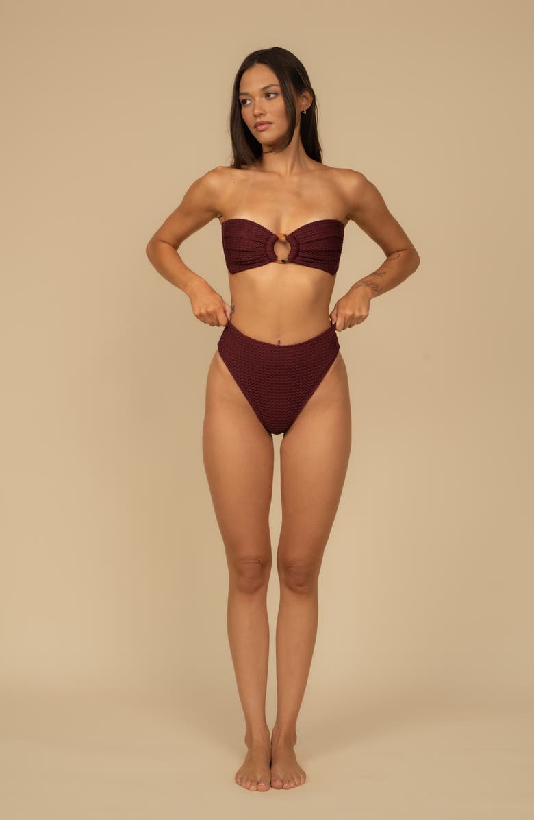 MONTCE Tori Ties Bandeau Bikini Top, Alternate, color, Maroon Crochet