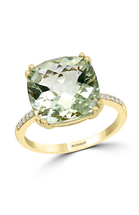 14K Yellow Gold Spring Meadow Green Amethyst Ring