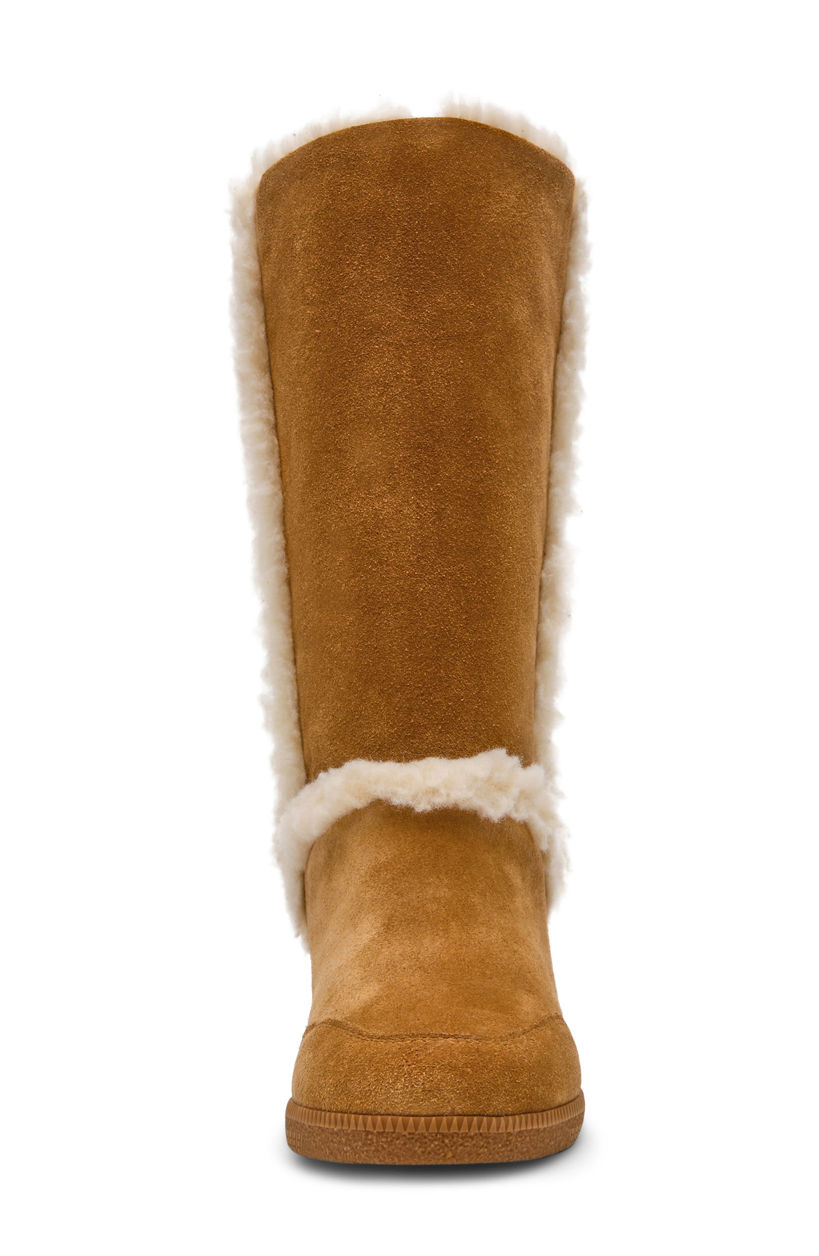 Woodside Faux Shearling Wedge Boot, Alternate, color, CHSNUT SUE