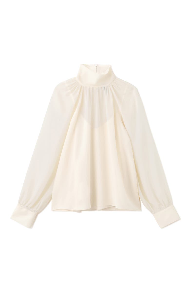 Ruffle Balloon Sleeve Semisheer Top, Alternate, color, ECRU