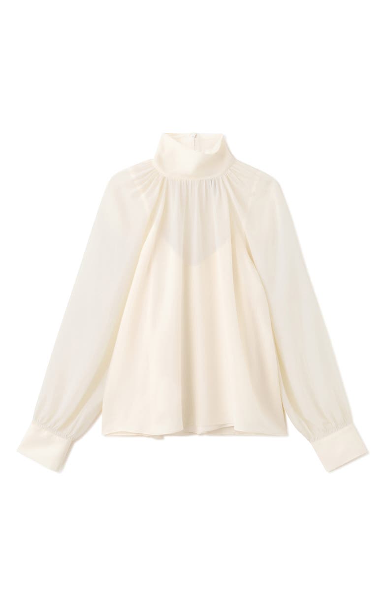 MANGO Ruffle Balloon Sleeve Semisheer Top, Alternate, color, 