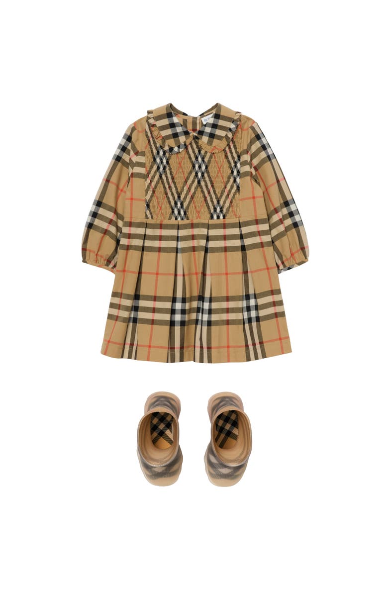 Burberry Check Cotton Dress, Alternate, color, Sand Beige