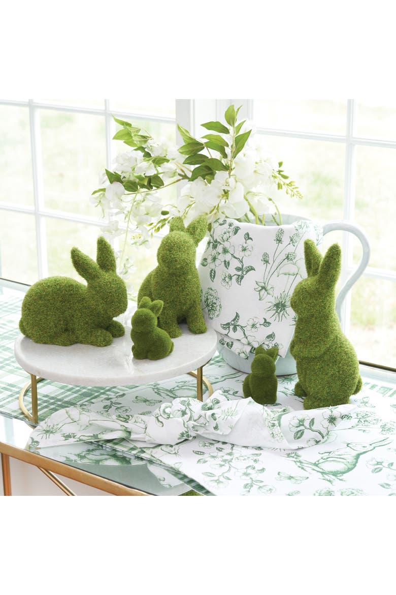 Flocked Standing Bunny Figurine, Alternate, color, Green