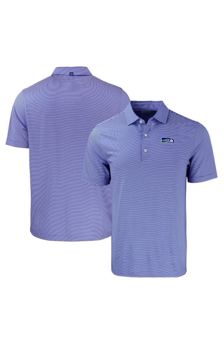 Cutter & Buck Men's Cutter & Buck Royal/White Seattle Seahawks Throwback Forge Eco Double Stripe Stretch Recycled Polo, Alternate, color,