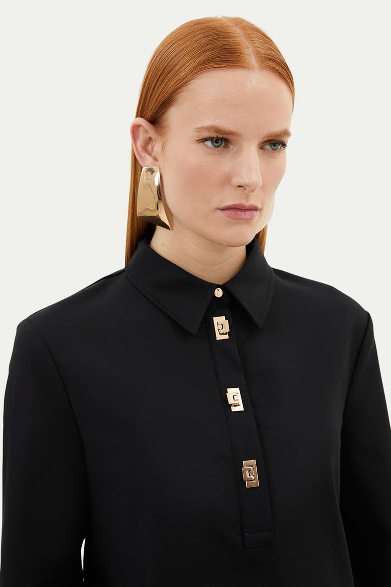 Techno Cotton Gold Clasp Shirt, Alternate, color, Black