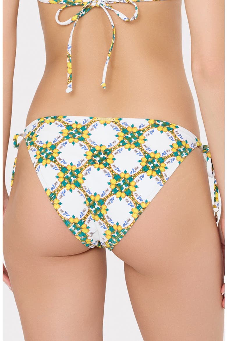 Lemon Tile Bikini Bottoms, Alternate, color, WHITE MULTI