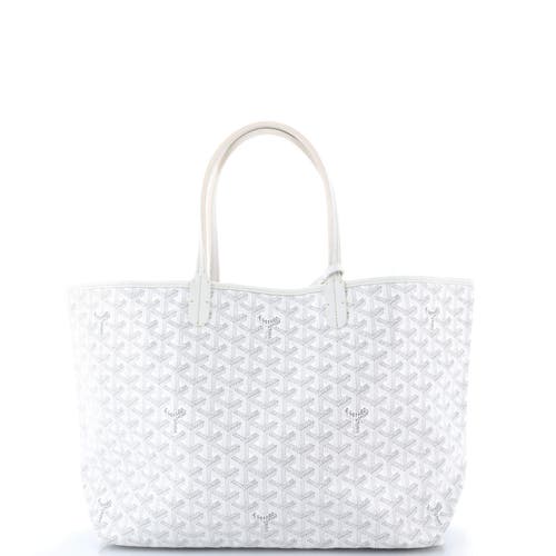 Pre-owned Goyard  Goyard Saint Louis Tote Printed Coated Canvas Pm In White