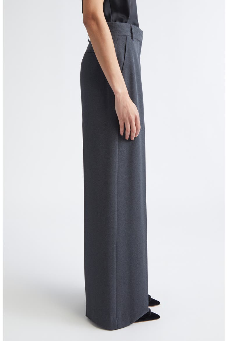 High Waist Heathered Crepe Wide Leg Pants, Alternate, color, DARK GREY MELANGE