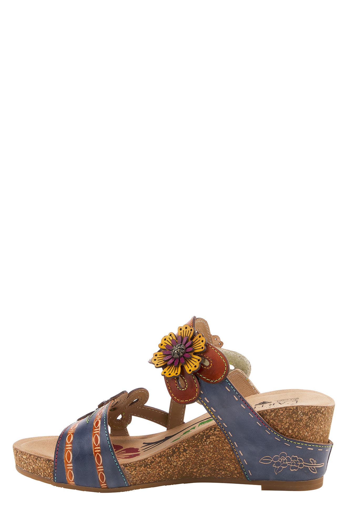 Spring Step Carswan Floral Leather Wedge Sandal (Women) | Nordstromrack