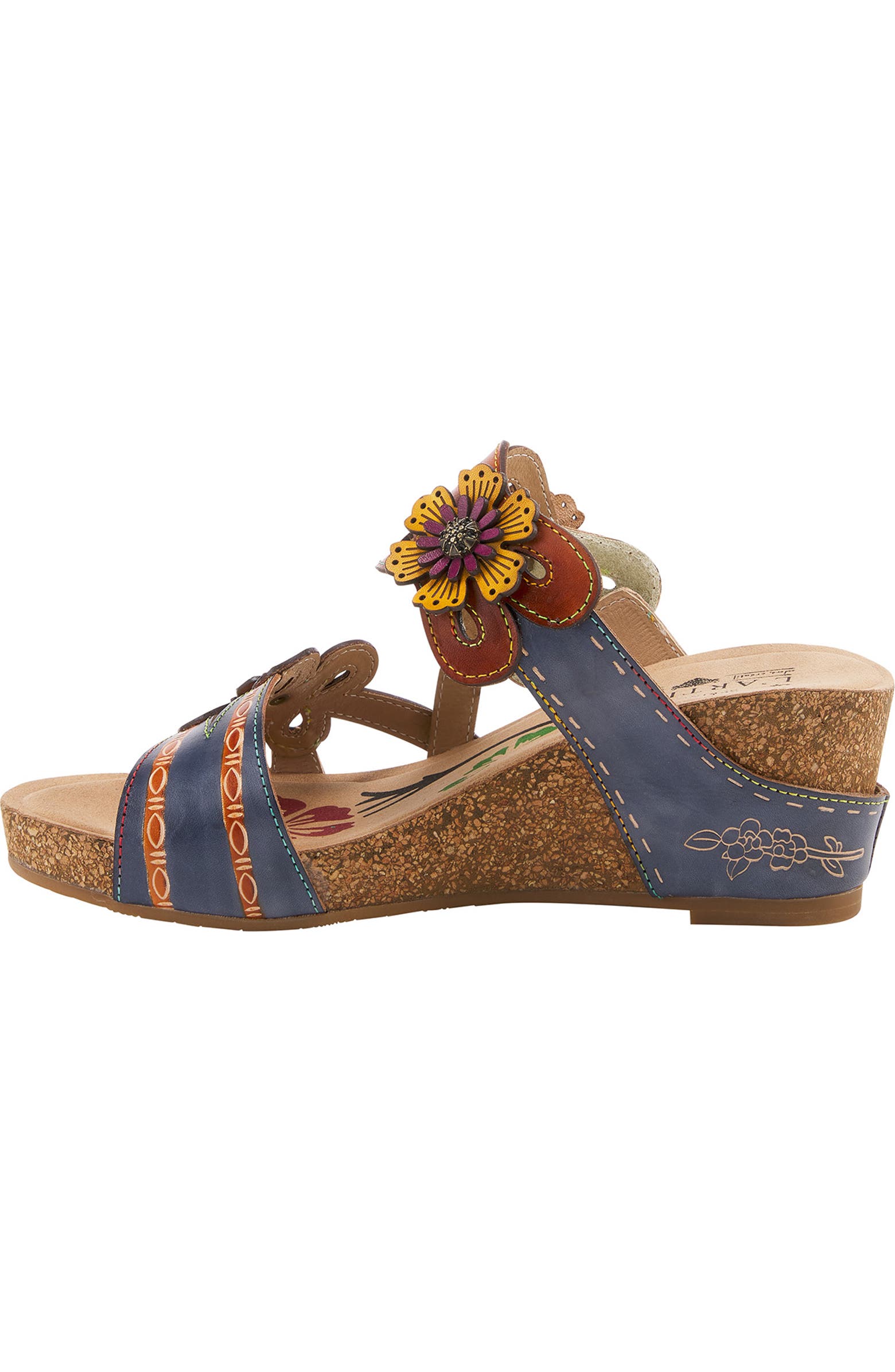 Spring Step Carswan Floral Leather Wedge Sandal (Women) | Nordstromrack