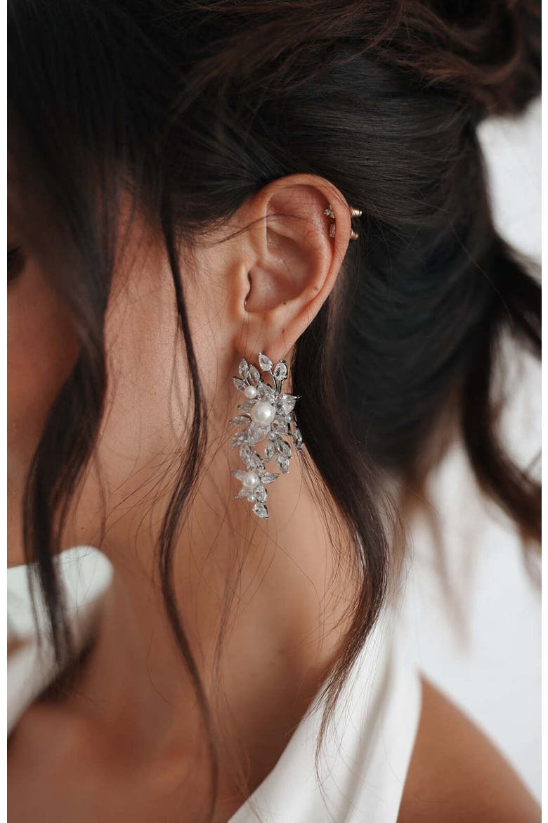Royalist Pearl and Crystal Statement Earrings, Alternate, color, Silver
